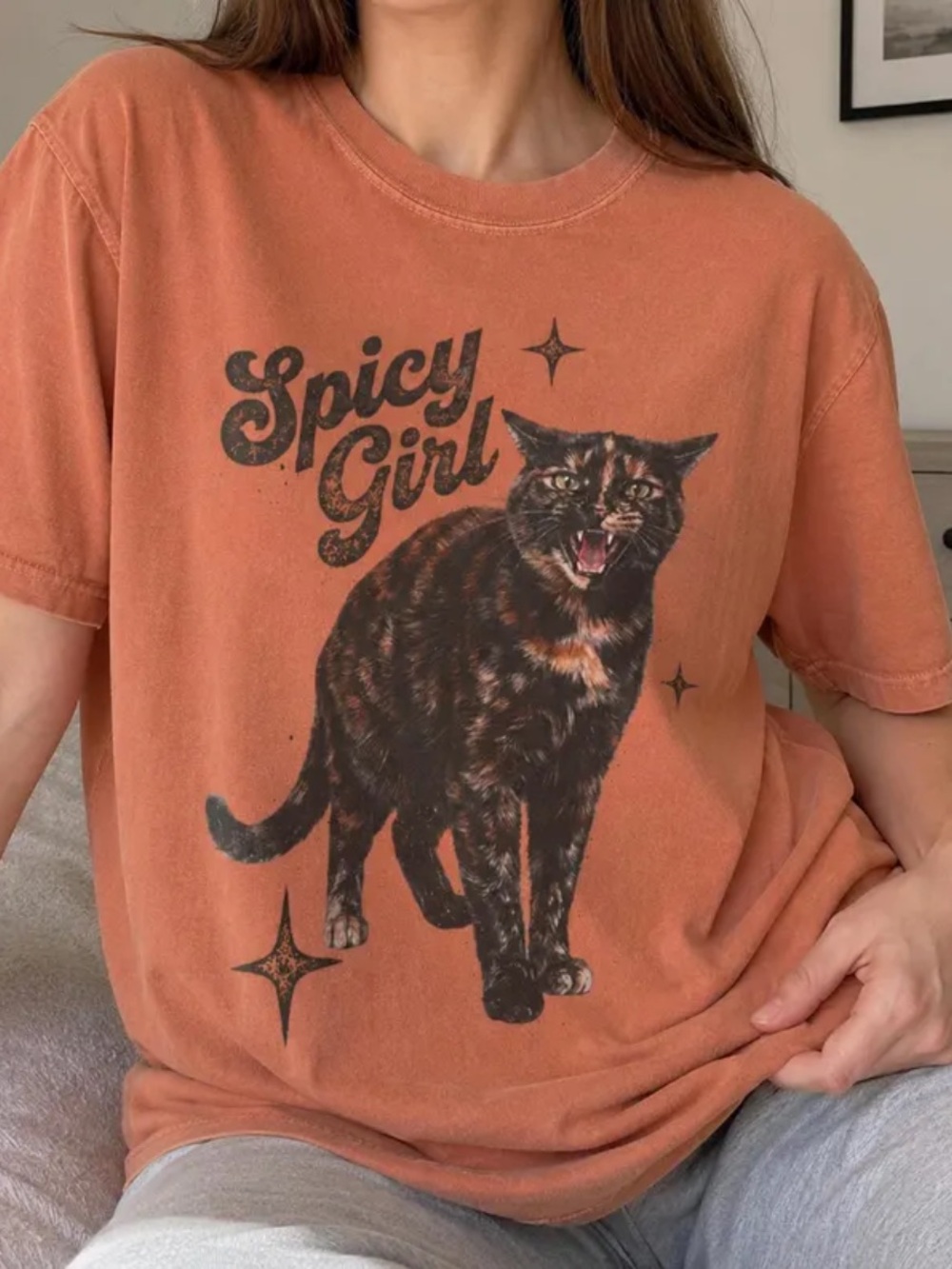 Terracotta Spicy Girl Graphic Tee in Burnt Orange